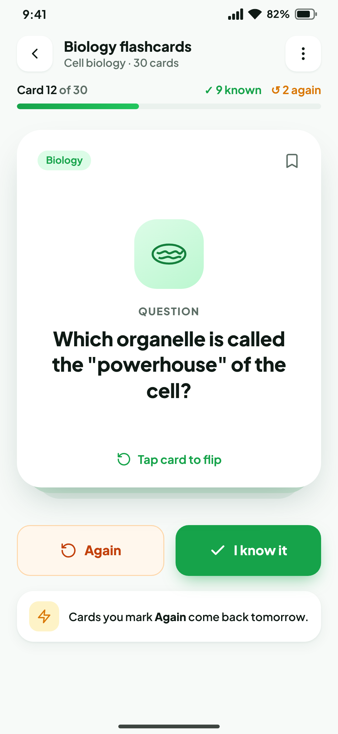 iSharp Flashcards screen